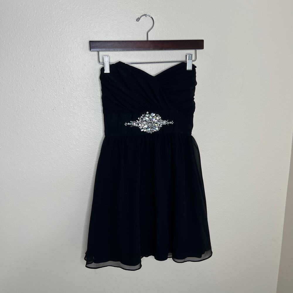B. Smart Black Strapless Rhinestone Dress Junior 5